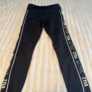 ZYIA Black Leggings with White Accents